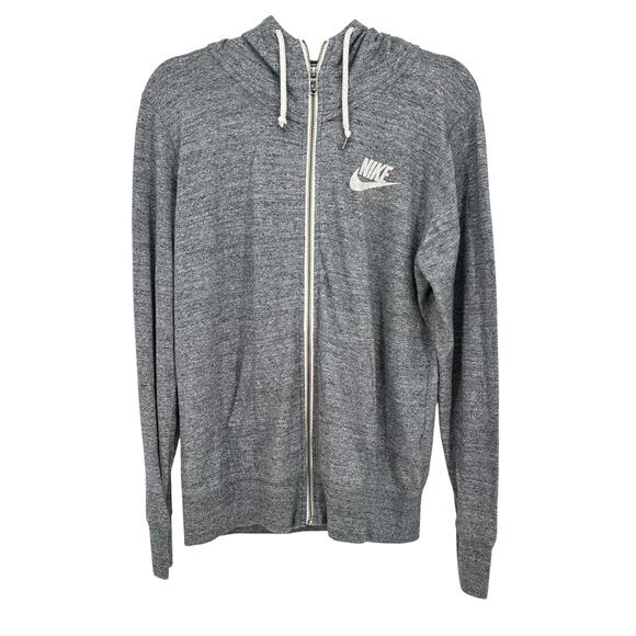 Nike Women's Gym Vintage Full Zip Hoodie Gray XL Lightweight Sweatshirt - Picture 1 of 8